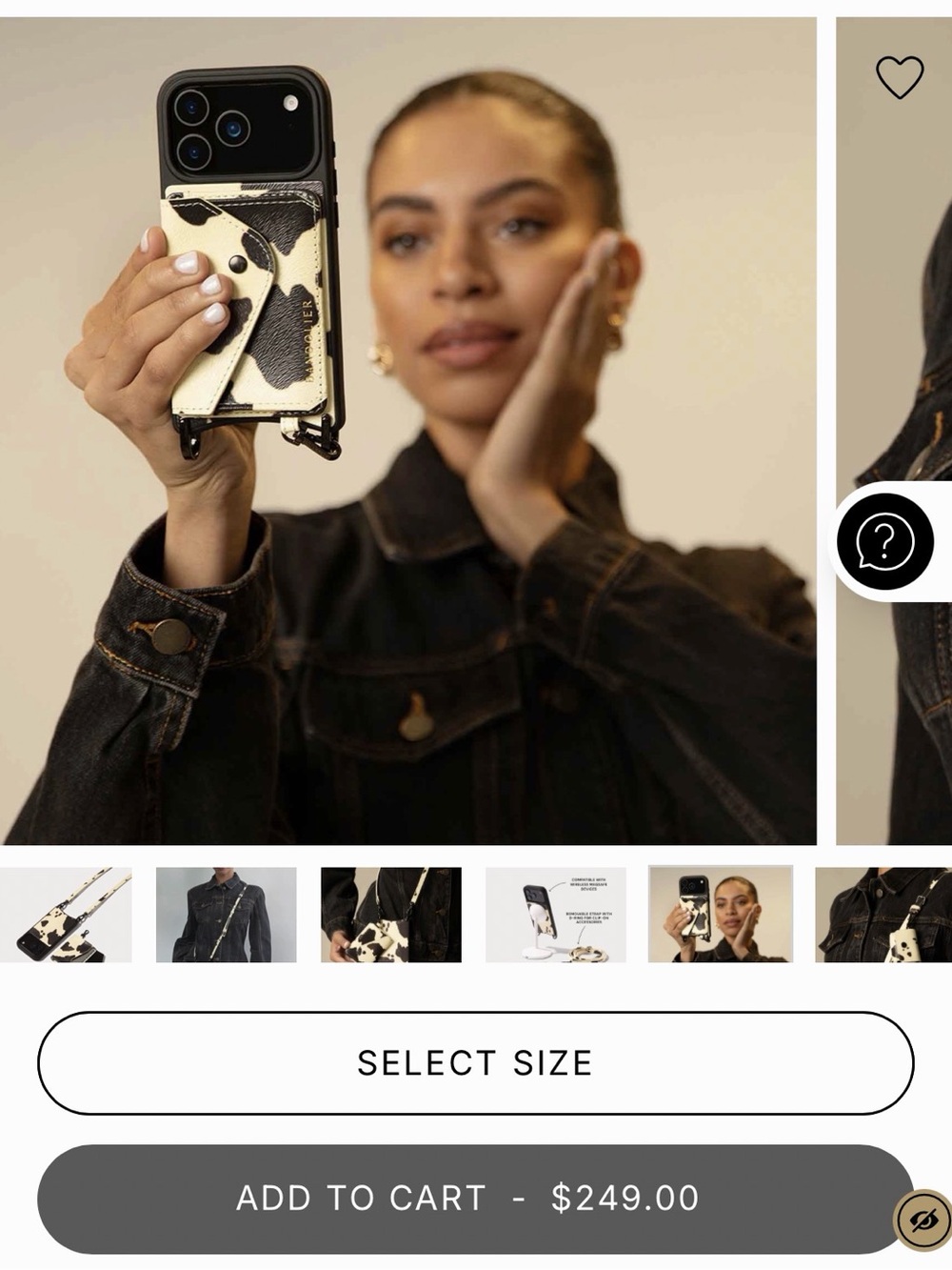 Bandolier Cow Print Crossbody iPhone 17 pro Case with Card Slot - Black & Cream